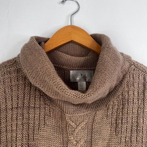 Ruby Moon Light Brown Cowl Neck Drop Sleeve Knit Wool Blend Sweater Size MD - Picture 3 of 10
